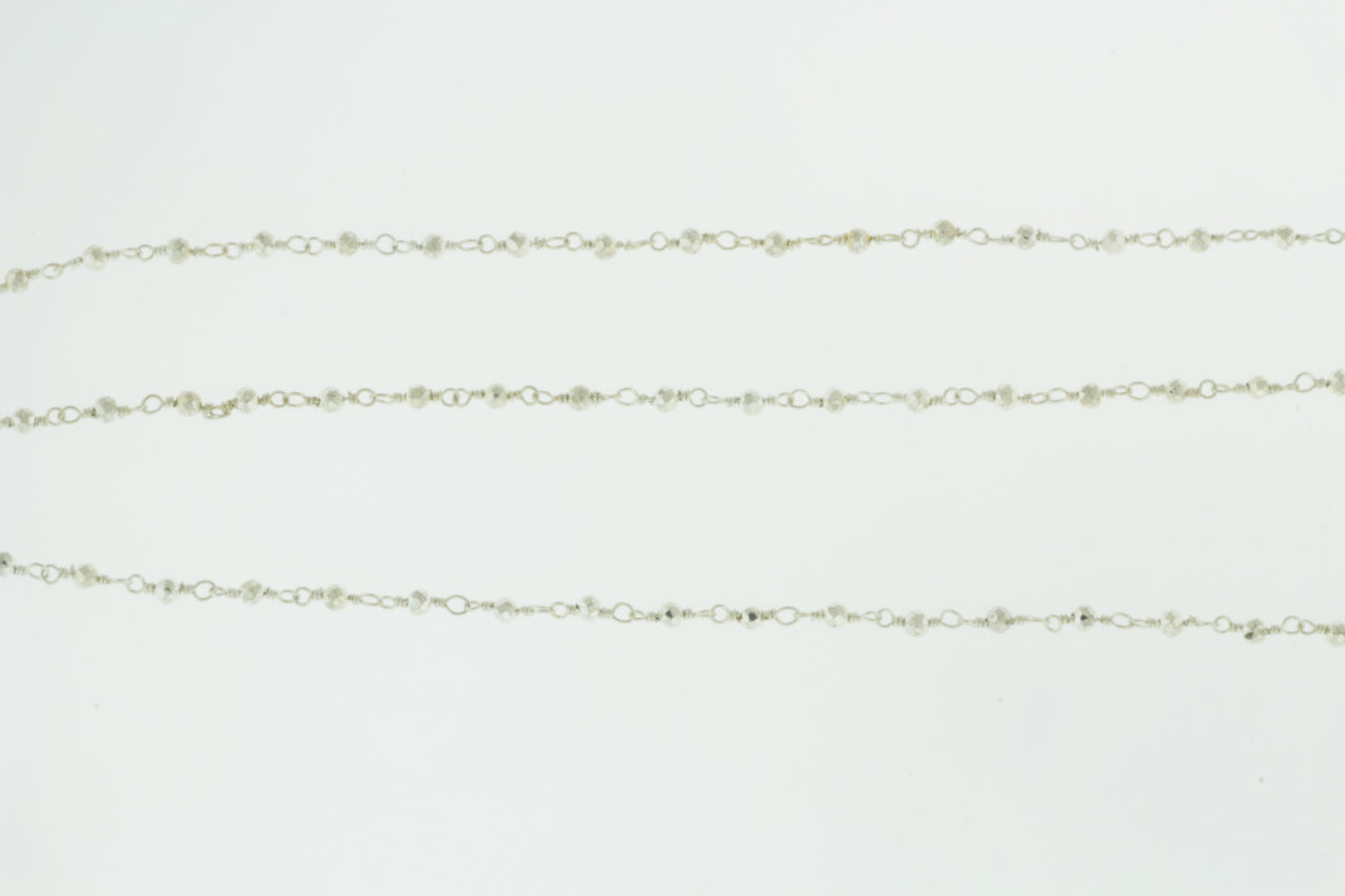 Silver Plated Pyrite 2.5mm Faceted Rounds Rosary Chain Sterling Silver Wire Wrap Chain by the Foot