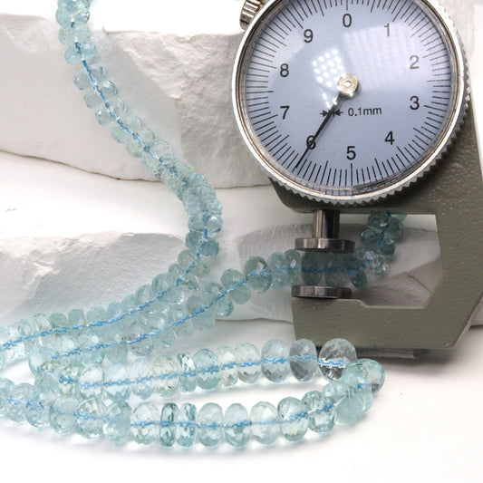Blue Aquamarine 6mm - 7mm Faceted Rondelles Bead Strand