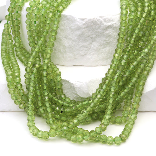Green Peridot 4mm Faceted Rondelles Bead Strand