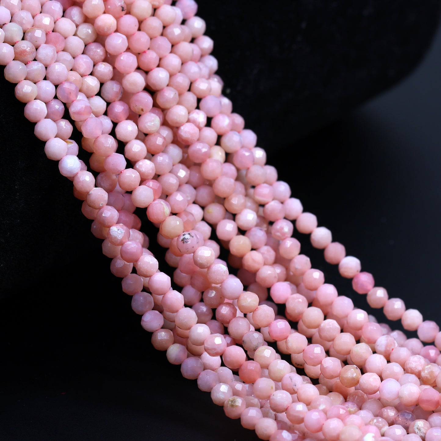 Pink Opal 3mm Faceted Rounds Bead Strand