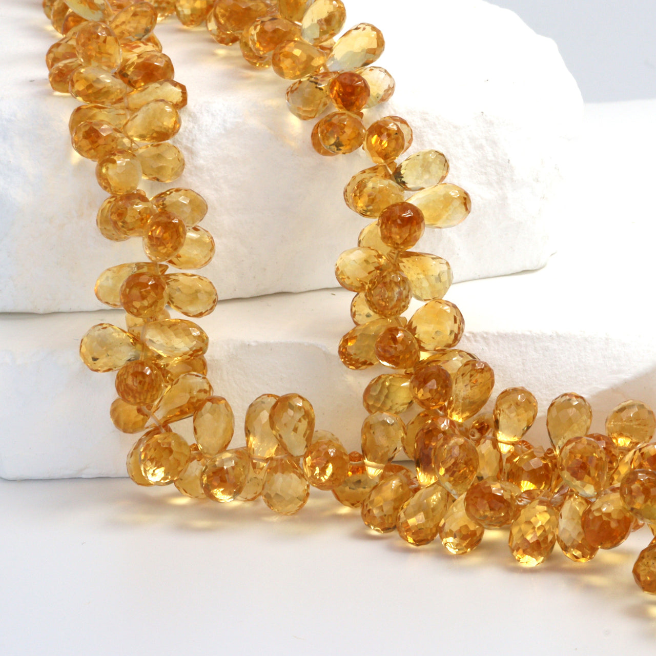 AA Yellow Citrine 9x5mm Faceted Teardrop Briolettes Bead Strand