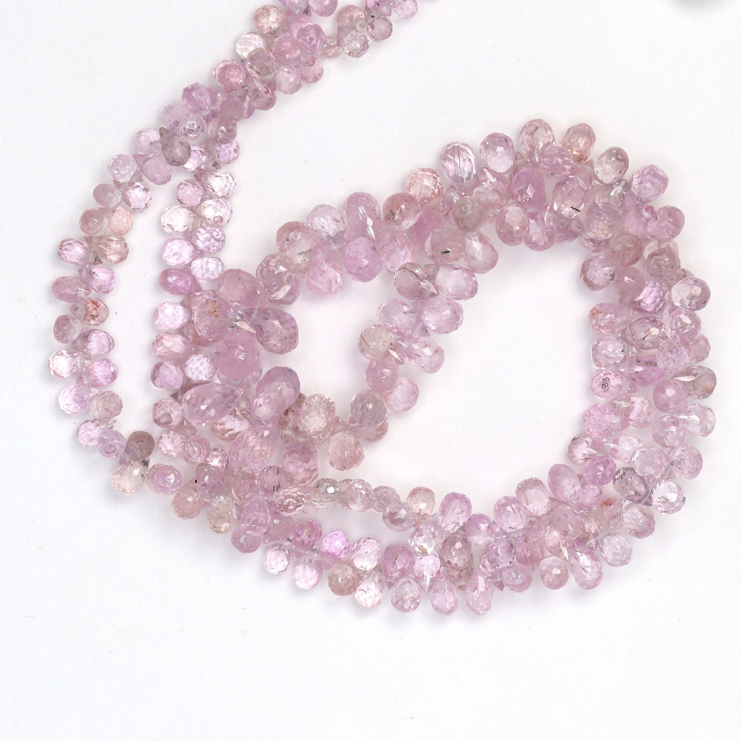 Light Pink Sapphire 4x2mm - 6x4mm Faceted Teardrop Briolettes Bead Strand