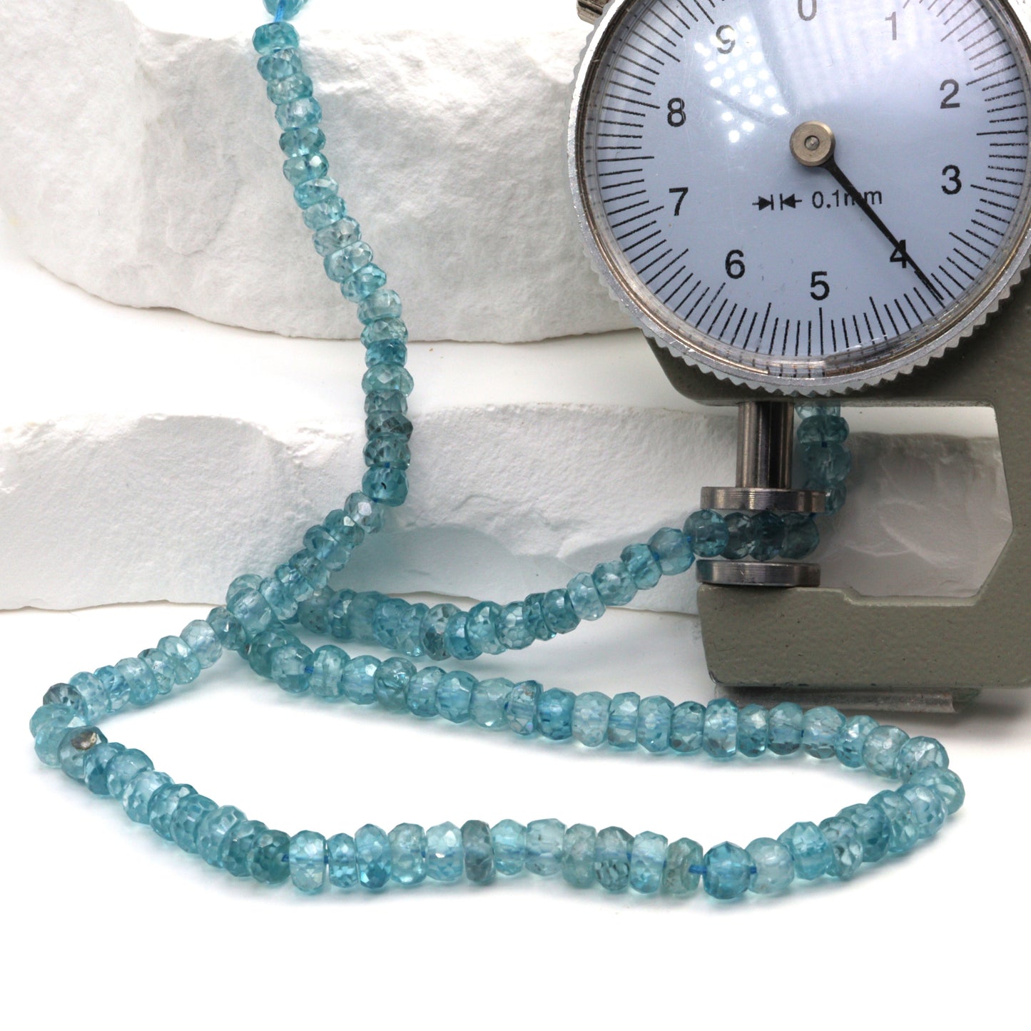 Blue Zircon 4mm Faceted Rondelles