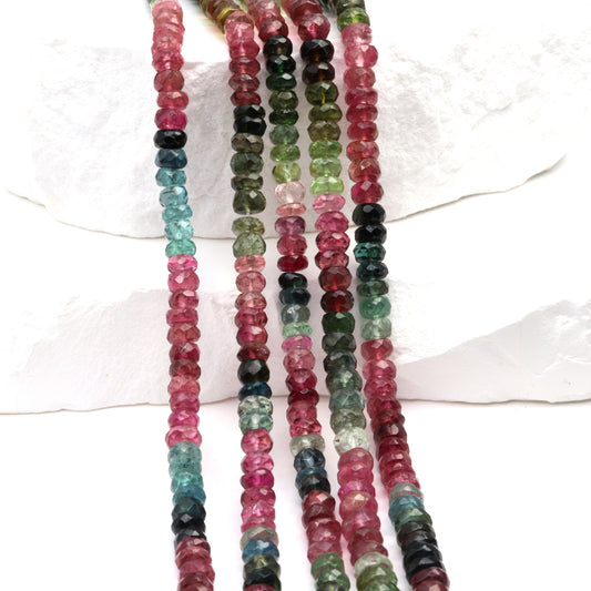 Watermelon Tourmaline 4mm Faceted Rondelles