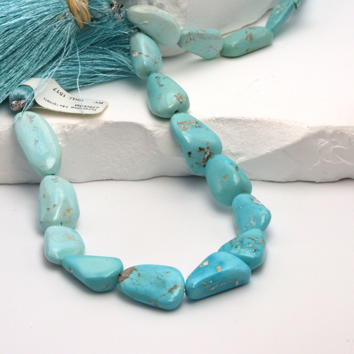 Ombre Natural Blue Turquoise 14x10mm Smooth Nuggets
