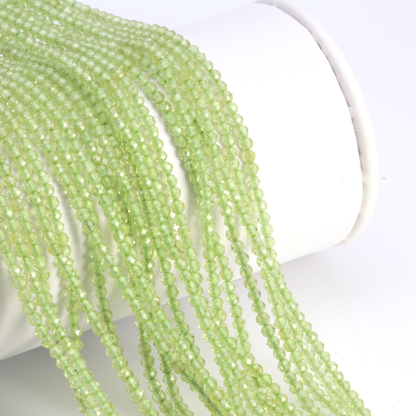 Green Peridot 2mm Faceted Rounds Bead Strand