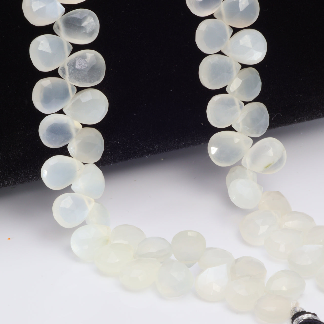 White Moonstone 9x7mm Faceted Pear Shaped Briolettes