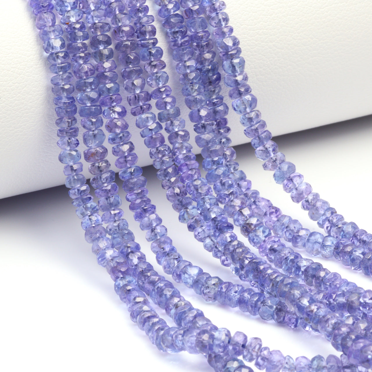 Blue Tanzanite 3mm - 3.5mm Hand Faceted Rondelles Bead Strand