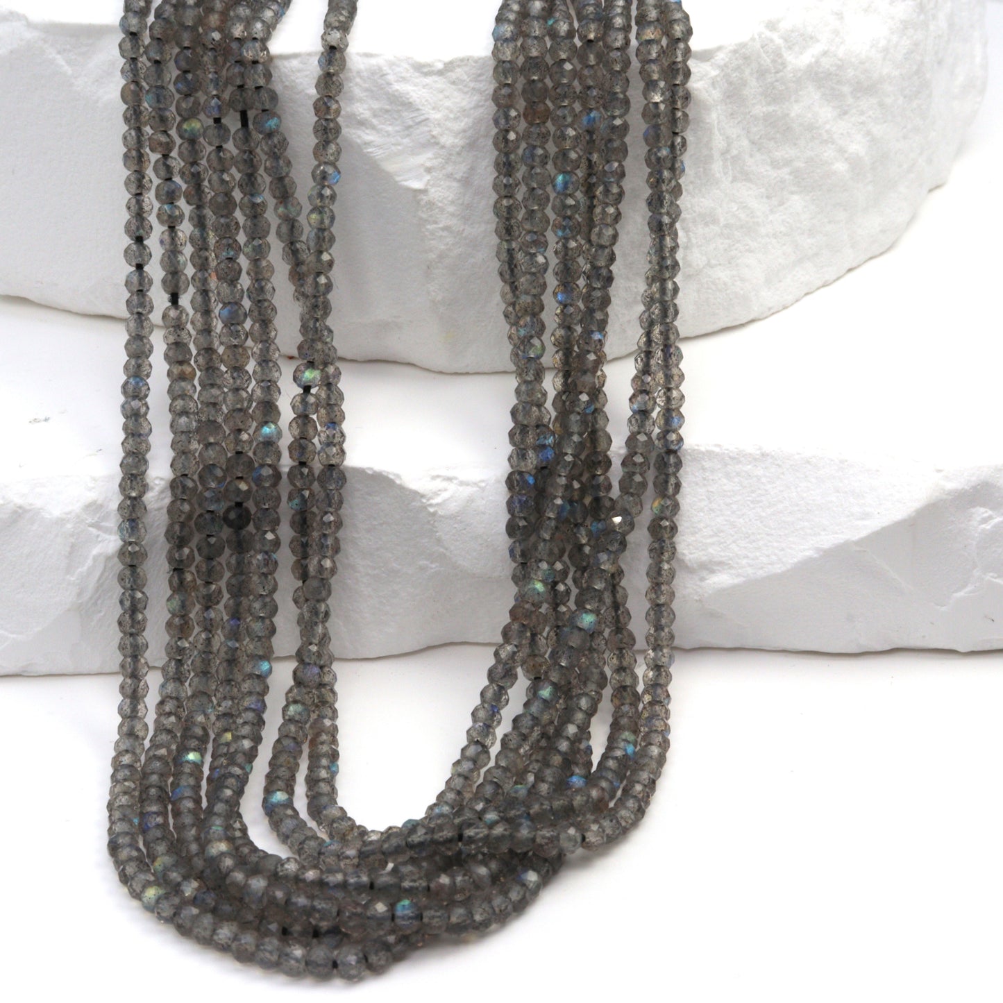 Blue Labradorite 2.5mm Faceted Rondelles Bead Strand