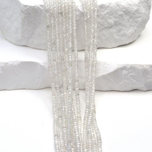 White Zircon 2mm Faceted Rondelles