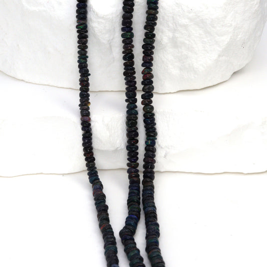 Black Ethiopian Opal 3mm Smooth Rondelles