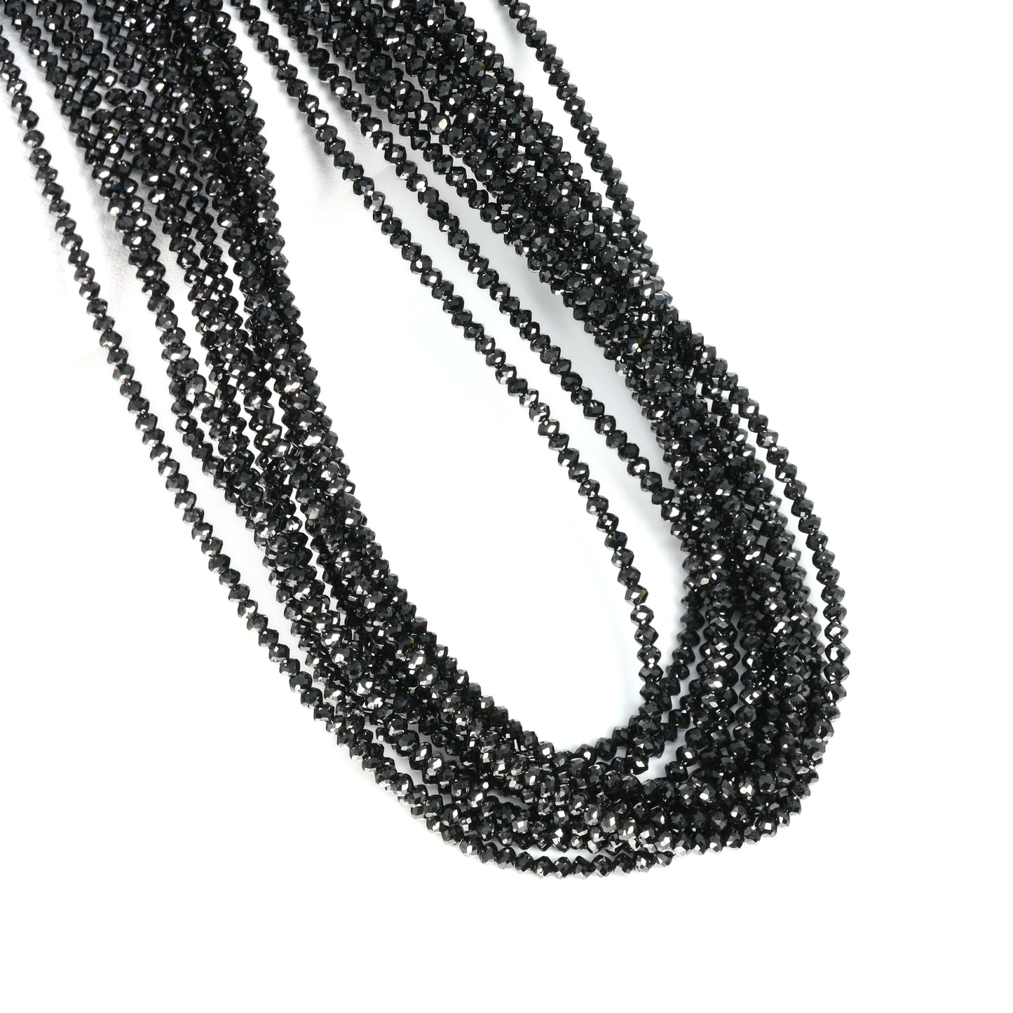 Black Diamond 1.8mm – 2.5mm Hand Faceted Rondelles Bead Strand
