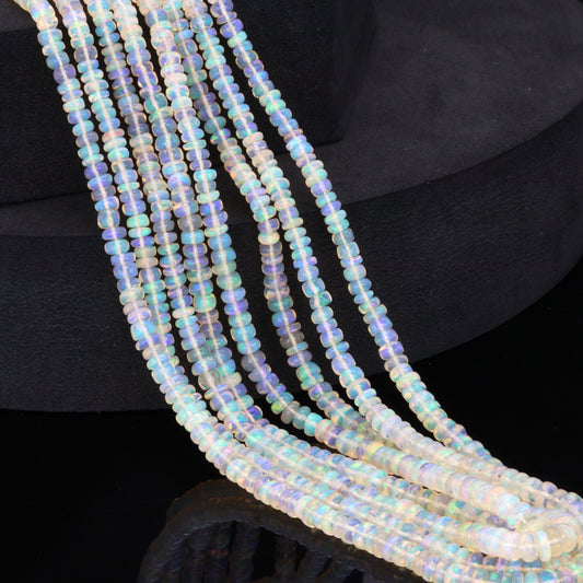White Ethiopian Opal 3mm Smooth Rondelles