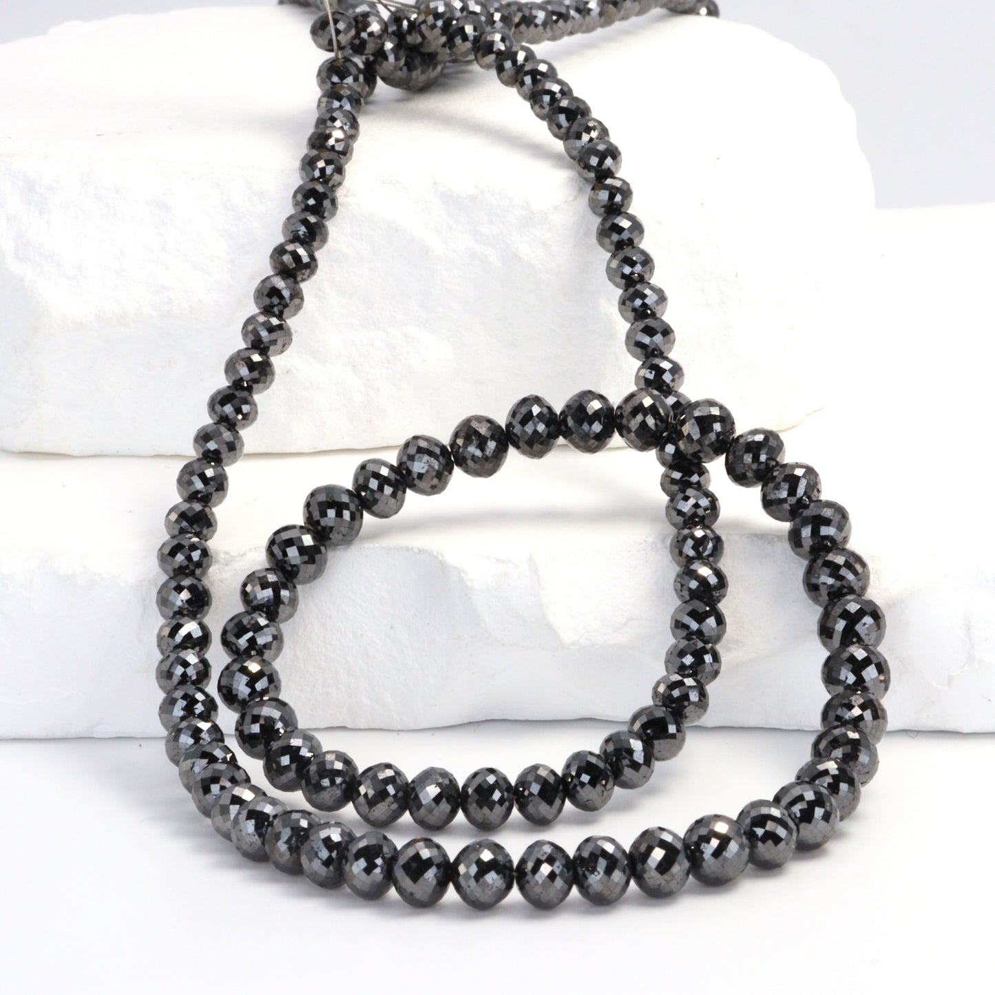 Black Diamond 4.5mm Faceted Rondelles