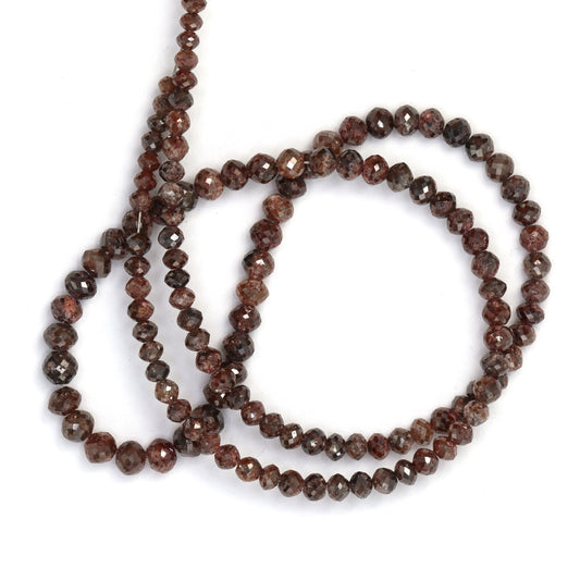 Brown Diamond 3mm - 4.5mm Hand Faceted Rondelles Bead Strand