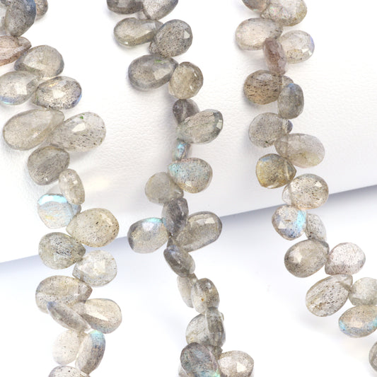 Blue Labradorite 7x5mm Faceted Pear Shaped Briolettes Bead Strand