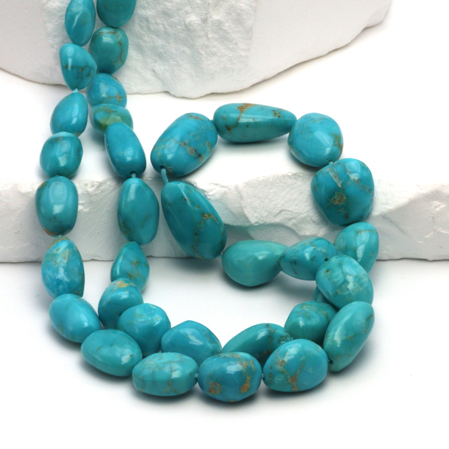 Natural Light Blue Turquoise 12x8mm Smooth Nuggets