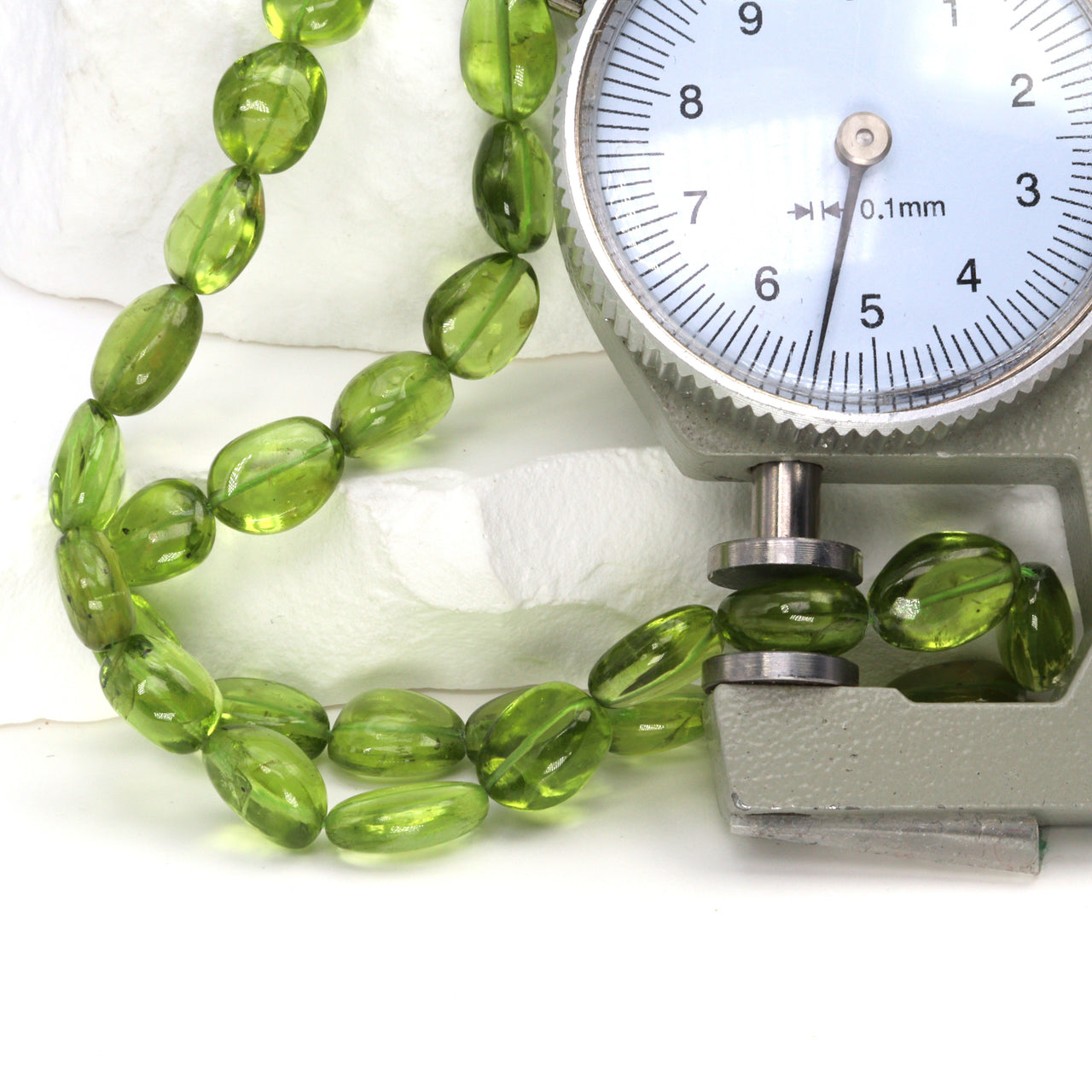 AA Green Peridot 9x7mm - 10x8mm Smooth Nuggets Bead Strand