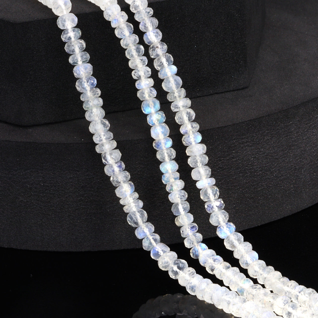 Blue Rainbow Moonstone 5mm Faceted Rondelles