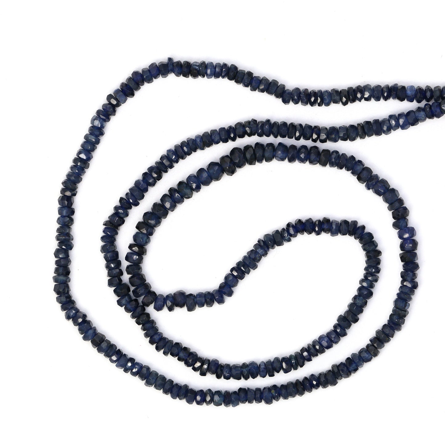 Navy Blue Sapphire 2.5mm Hand Faceted Rondelles Bead Strand