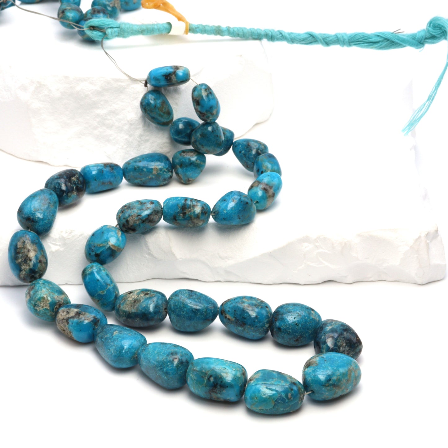 Natural Blue and Black Turquoise 11x9mm Smooth Nuggets