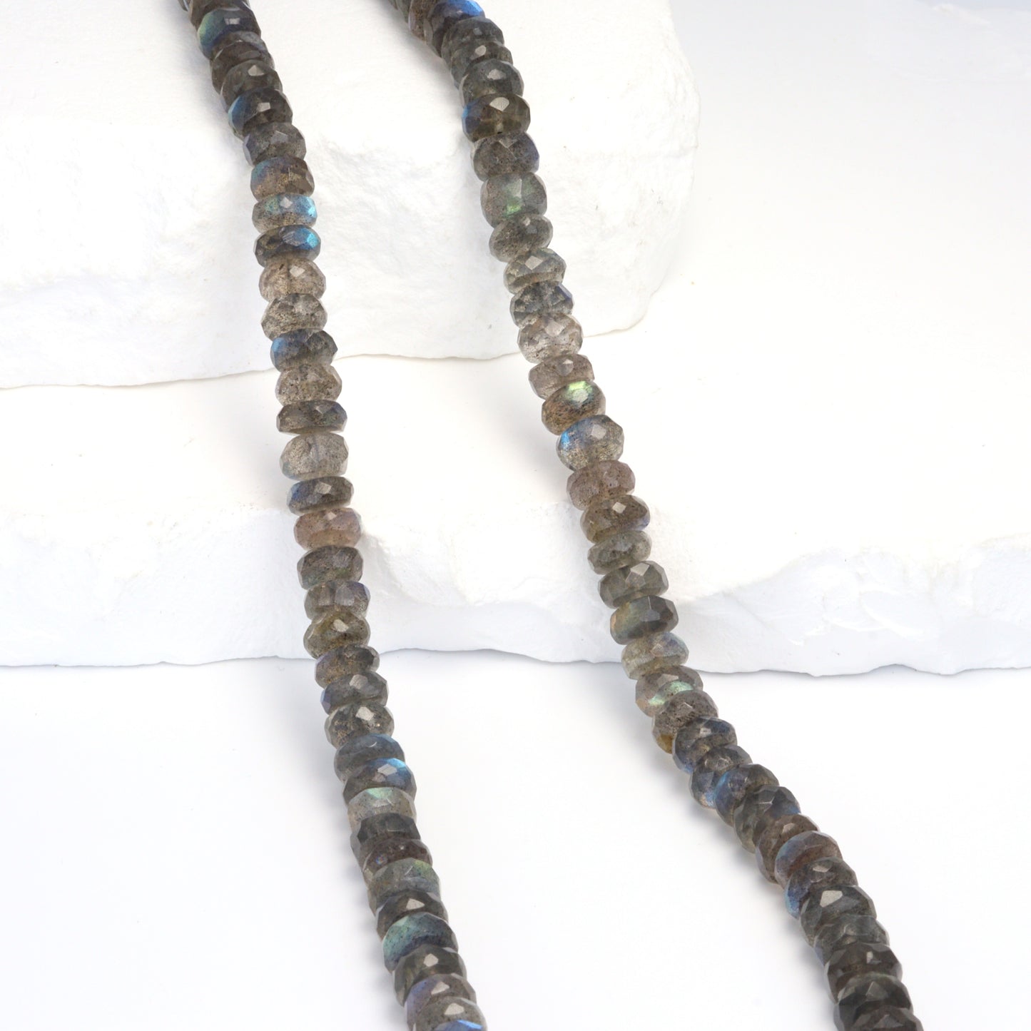 Blue Labradorite 6mm Faceted Rondelles Bead Strand