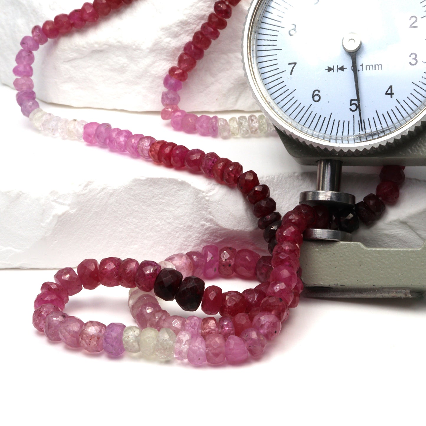 Ombre Red and Pink Ruby 4mm Faceted Rondelles