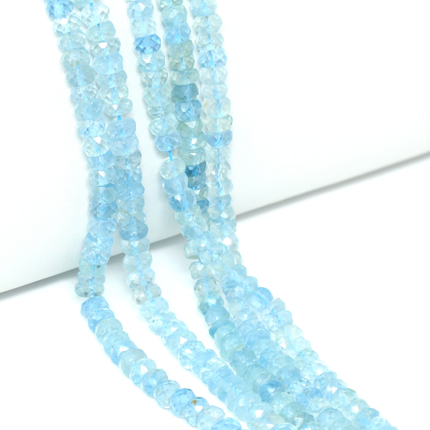 Blue Aquamarine 5mm Faceted Rondelles Bead Strand