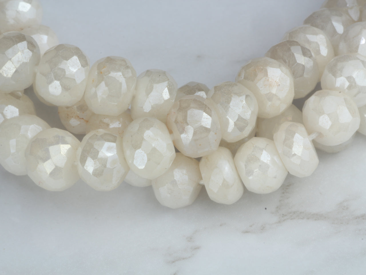 White Silverite 7mm Faceted Rondelles