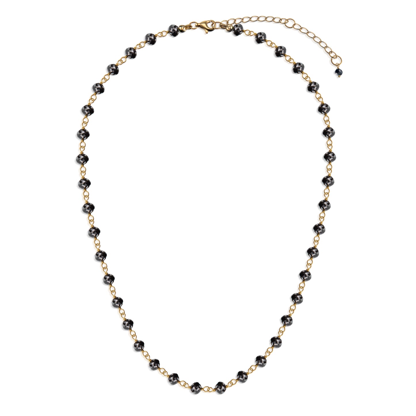 18K Black Diamond Rosary Beads Necklace