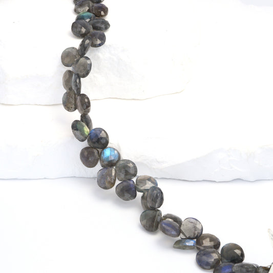 AA Dark Blue Labradorite 8mm Faceted Heart Shaped Briolettes