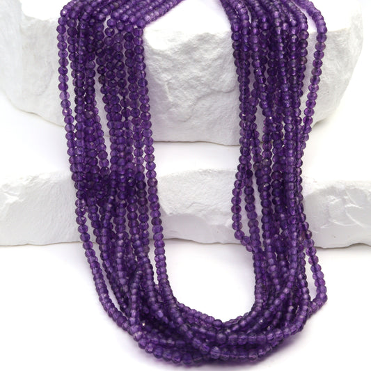 Purple Amethyst 2mm Faceted Rounds Bead Strand