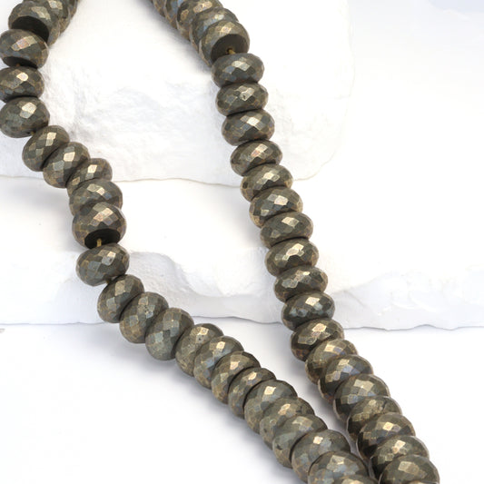 Natural Bronze Pyrite 12mm Faceted Rondelles