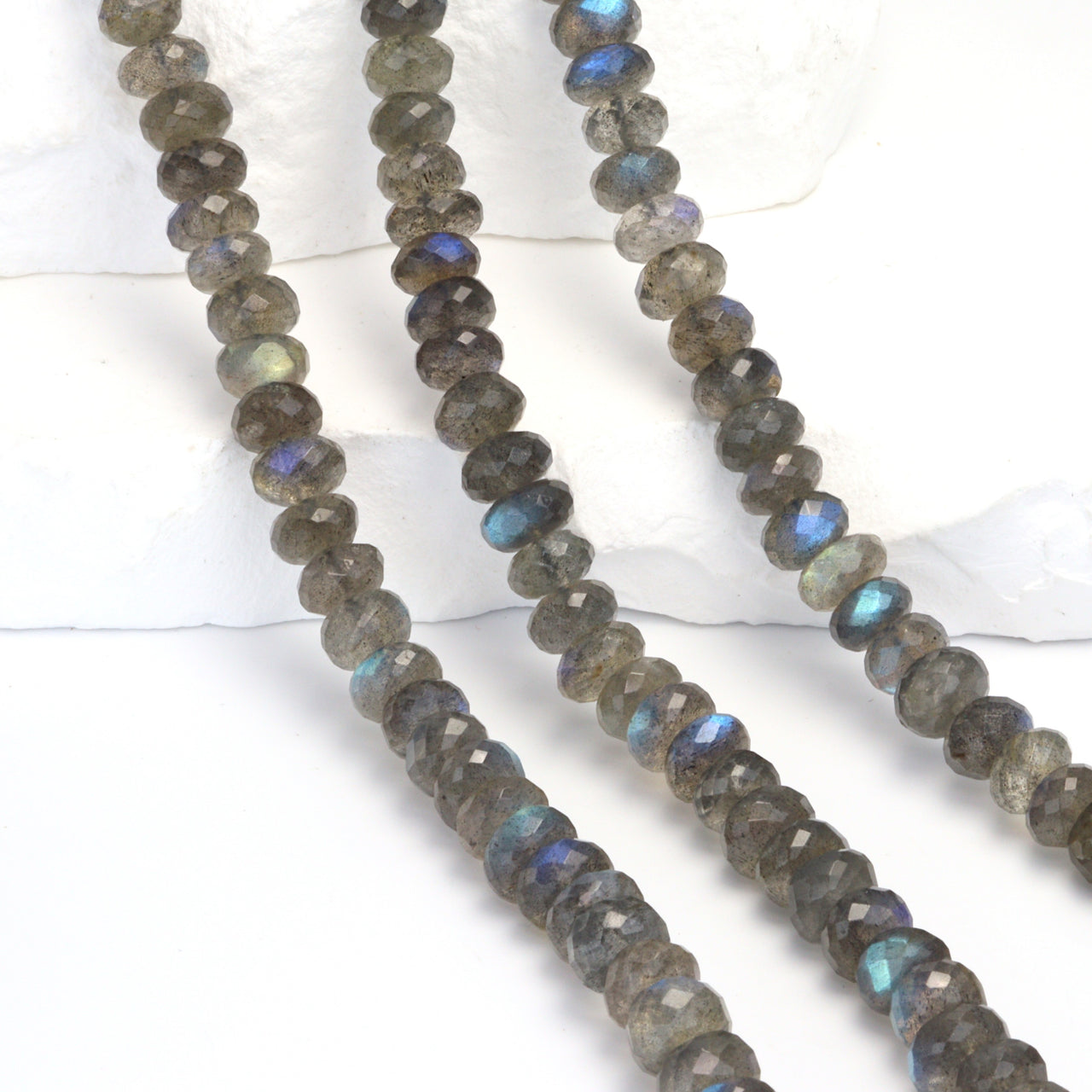 Blue Labradorite 7mm Faceted Rondelles