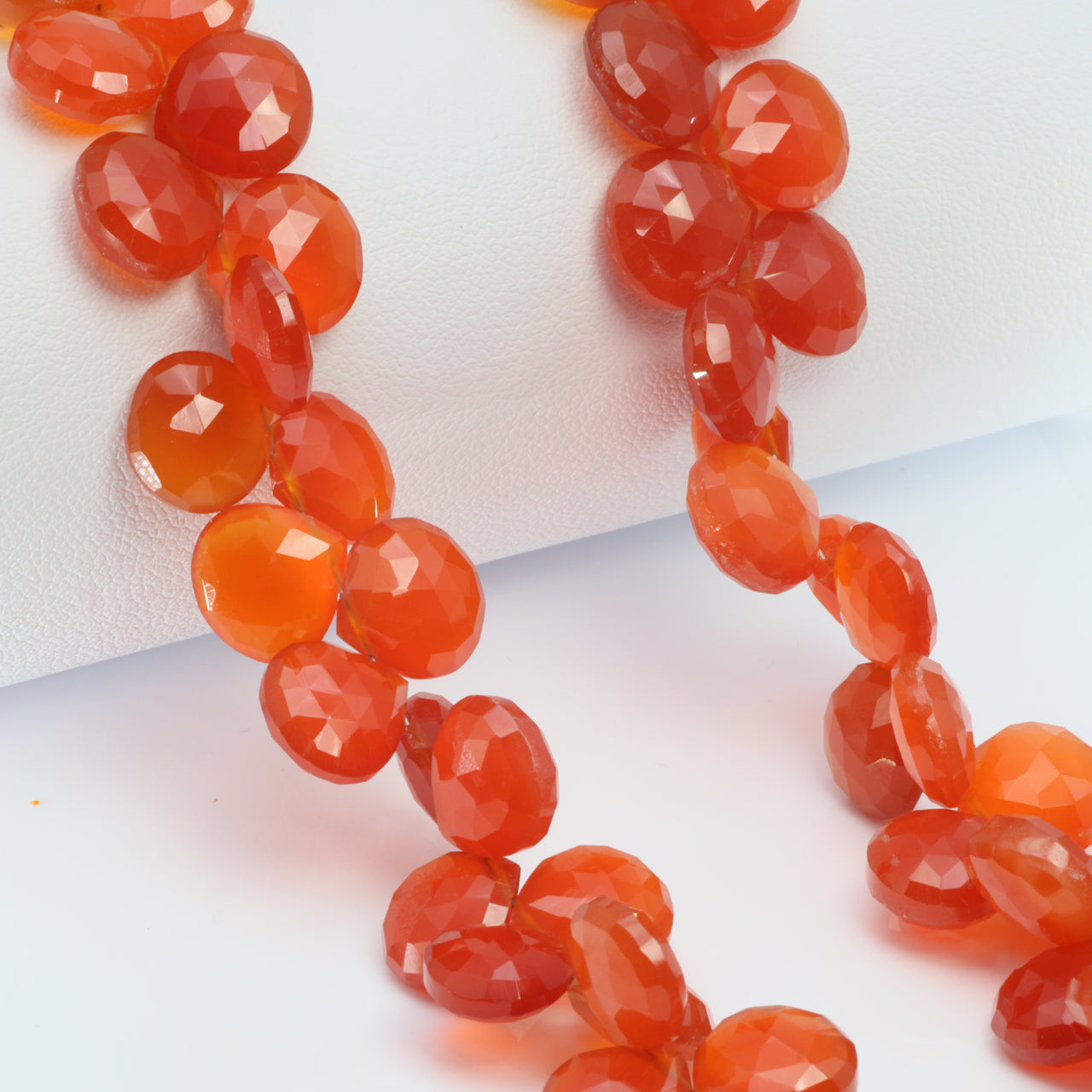Orange Carnelian 10mm Faceted Heart Shaped Briolettes Bead Strand