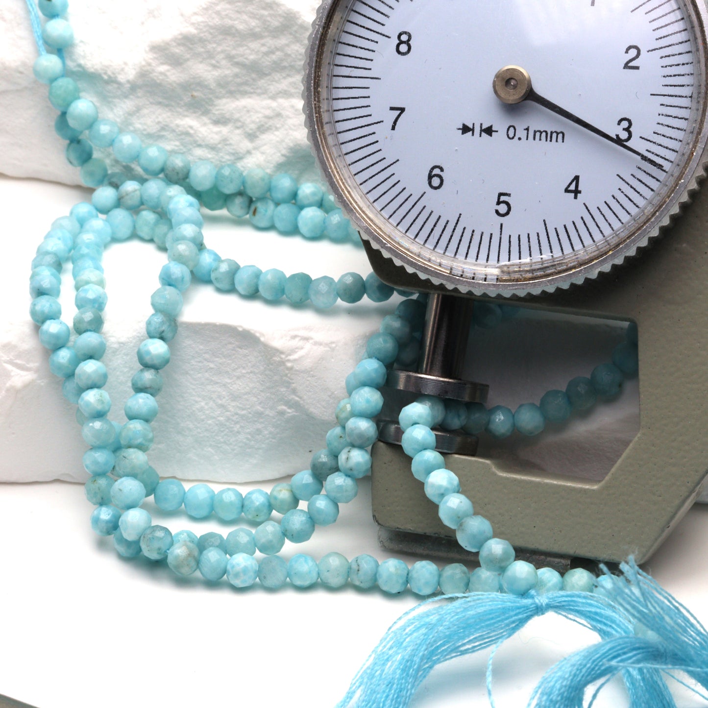 Blue Larimar 3mm Faceted Rondelles