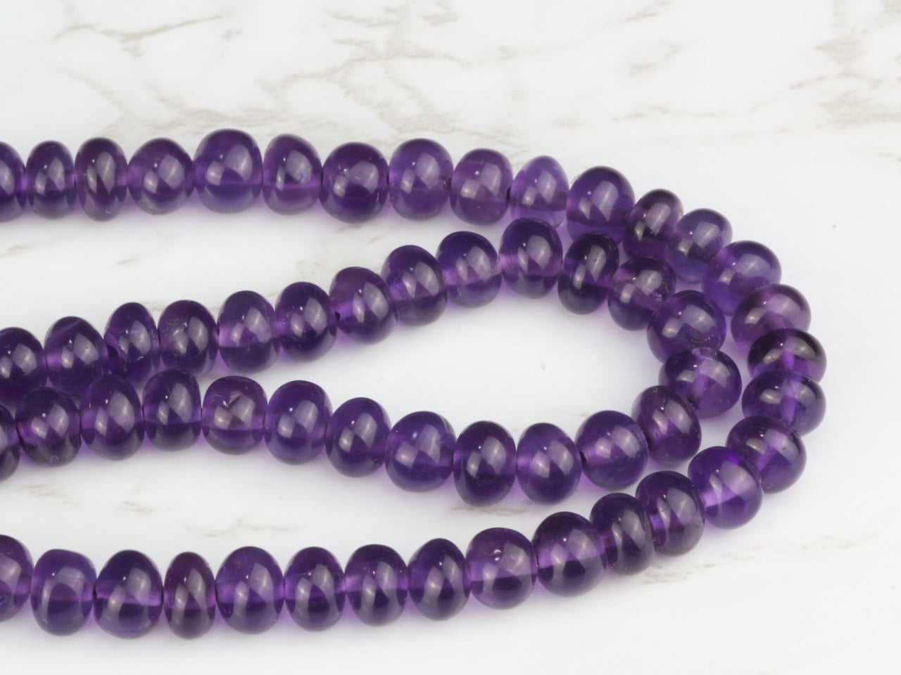 Purple Amethyst 5mm - 6mm Smooth Rondelles Bead Strand