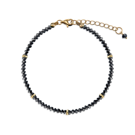 18k Black Diamond and Gold Bead Bracelet