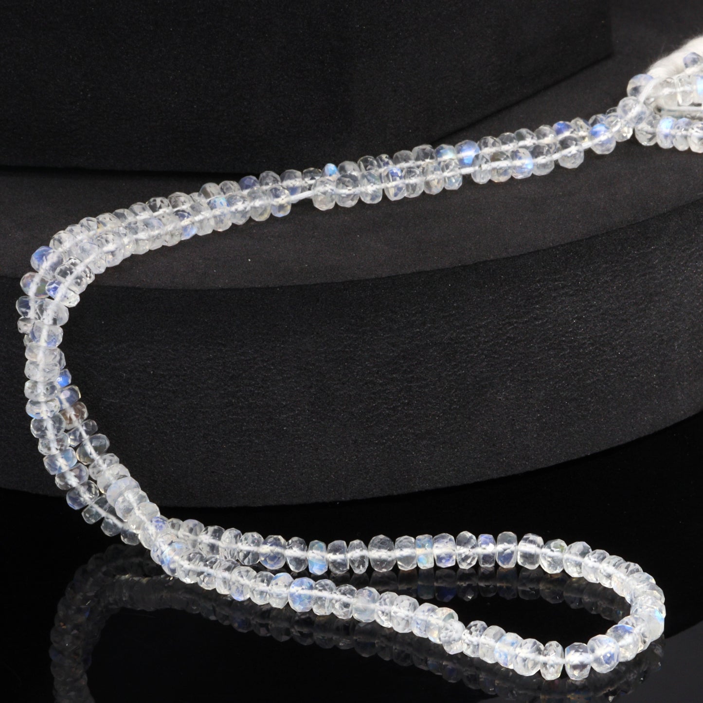 AAA Blue Rainbow Moonstone 4.5mm Faceted Rondelles Bead Strand