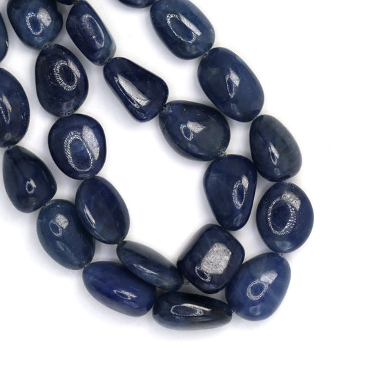 Navy Blue Sapphire 12x8mm Smooth Nuggets Bead Strand