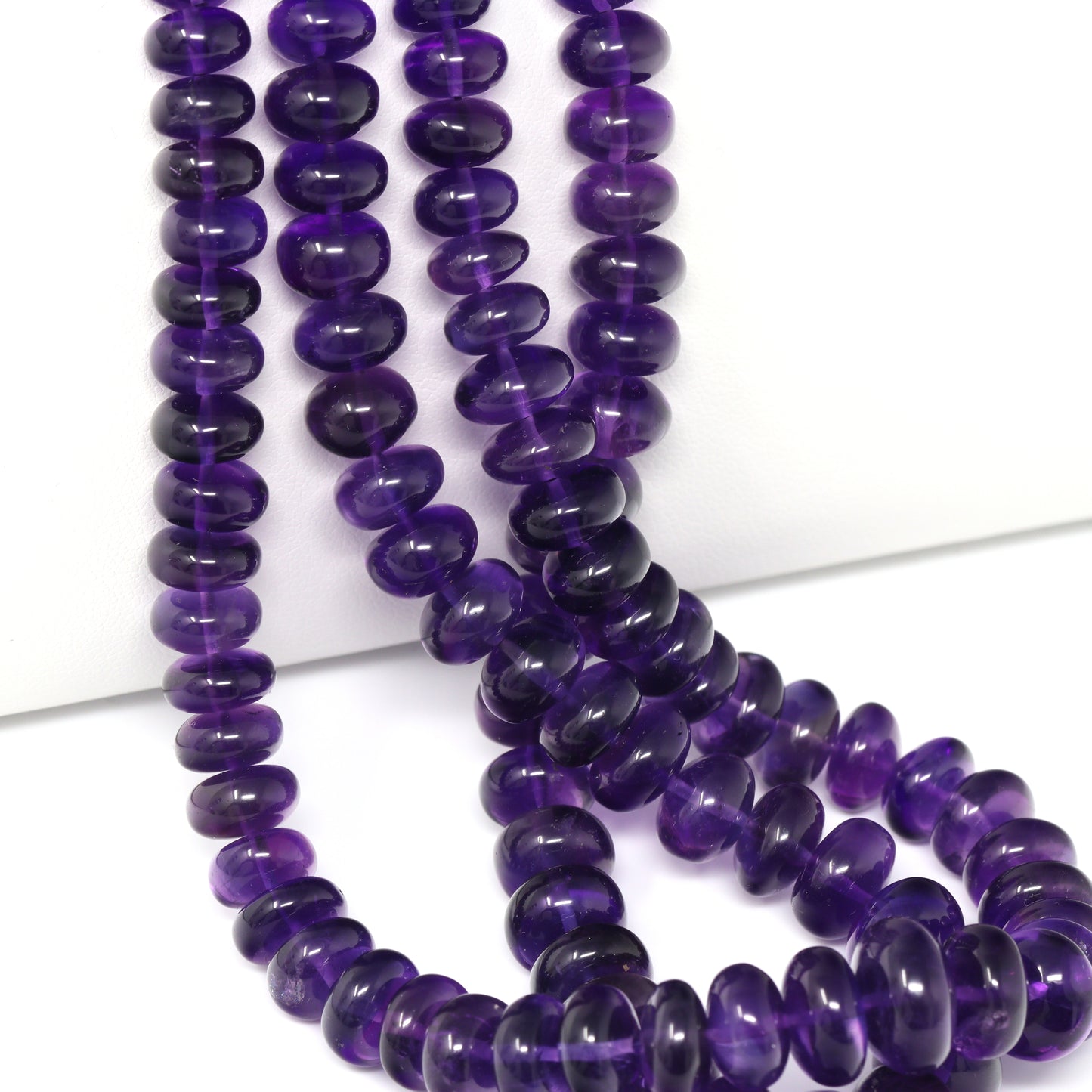 Deep Purple Amethyst 6mm – 9mm Smooth Rondelles Bead Strand