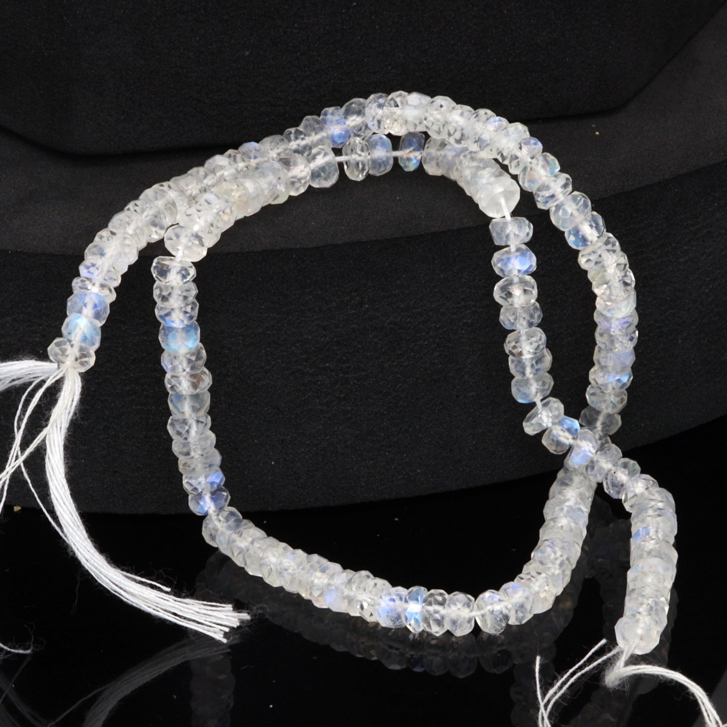 AA Blue Rainbow Moonstone 5mm Faceted Rondelles