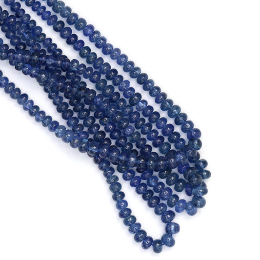 Cornflower Blue Sapphire 3.5mm - 4.5mm Smooth Rondelles Bead Strand