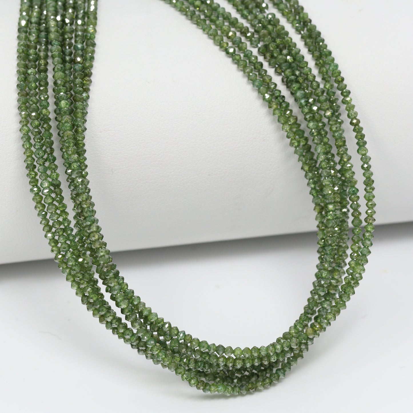 Green Diamond 1.7mm – 2mm Hand Faceted Rondelles Bead Strand