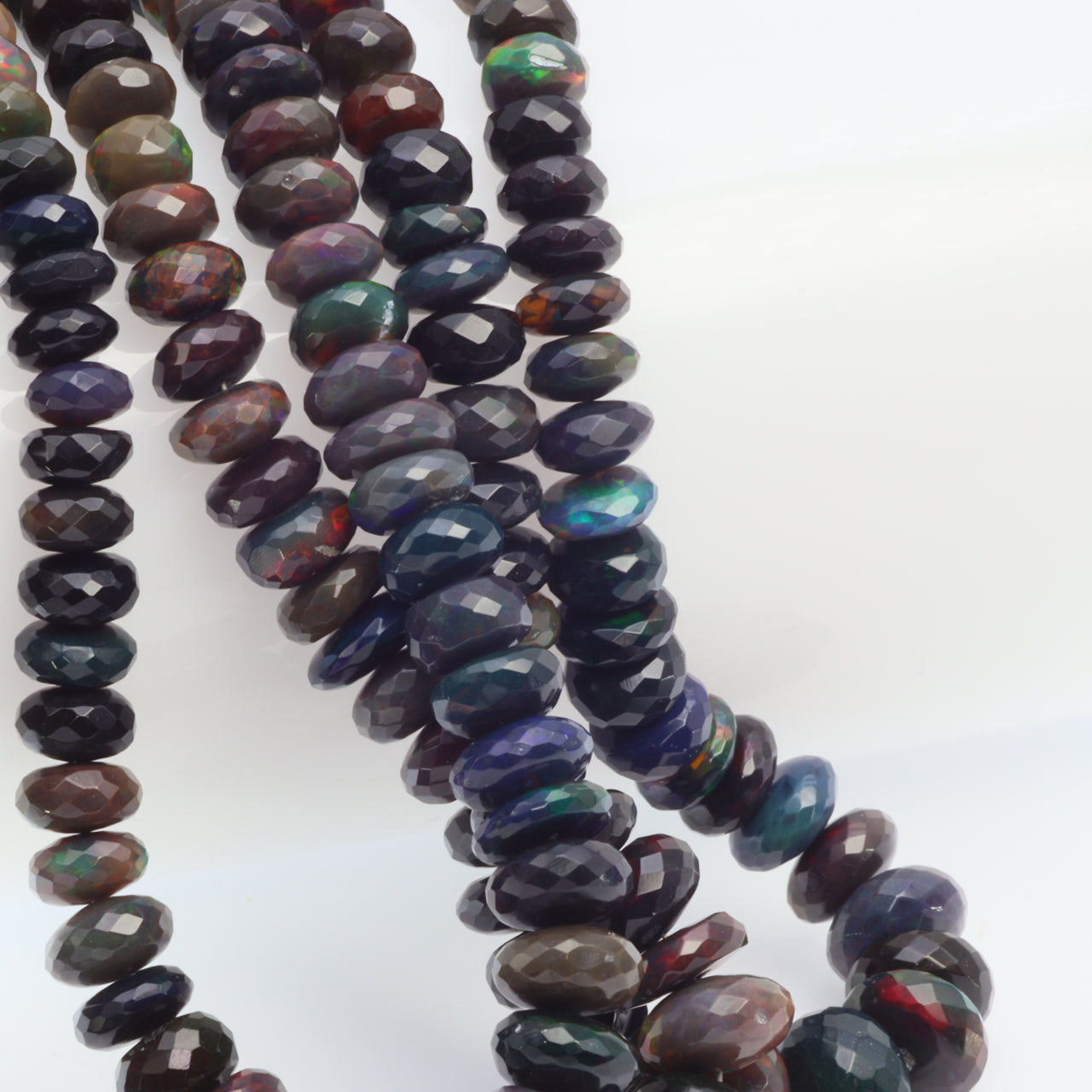 Black Ethiopian Opal 5mm Faceted Rondelles