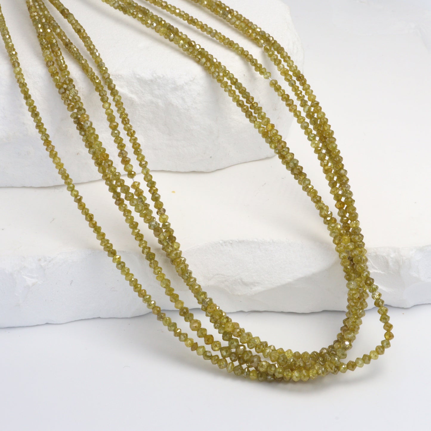 Yellow Diamond 1.8mm - 2.4mm Hand Faceted Rondelles Bead Strand