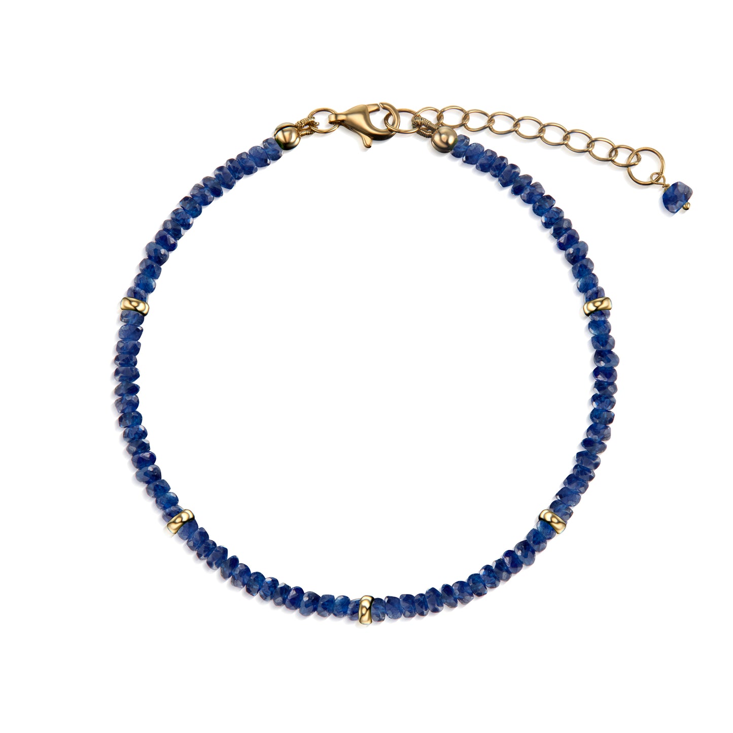 18k Blue Sapphire and Gold Bead Bracelet