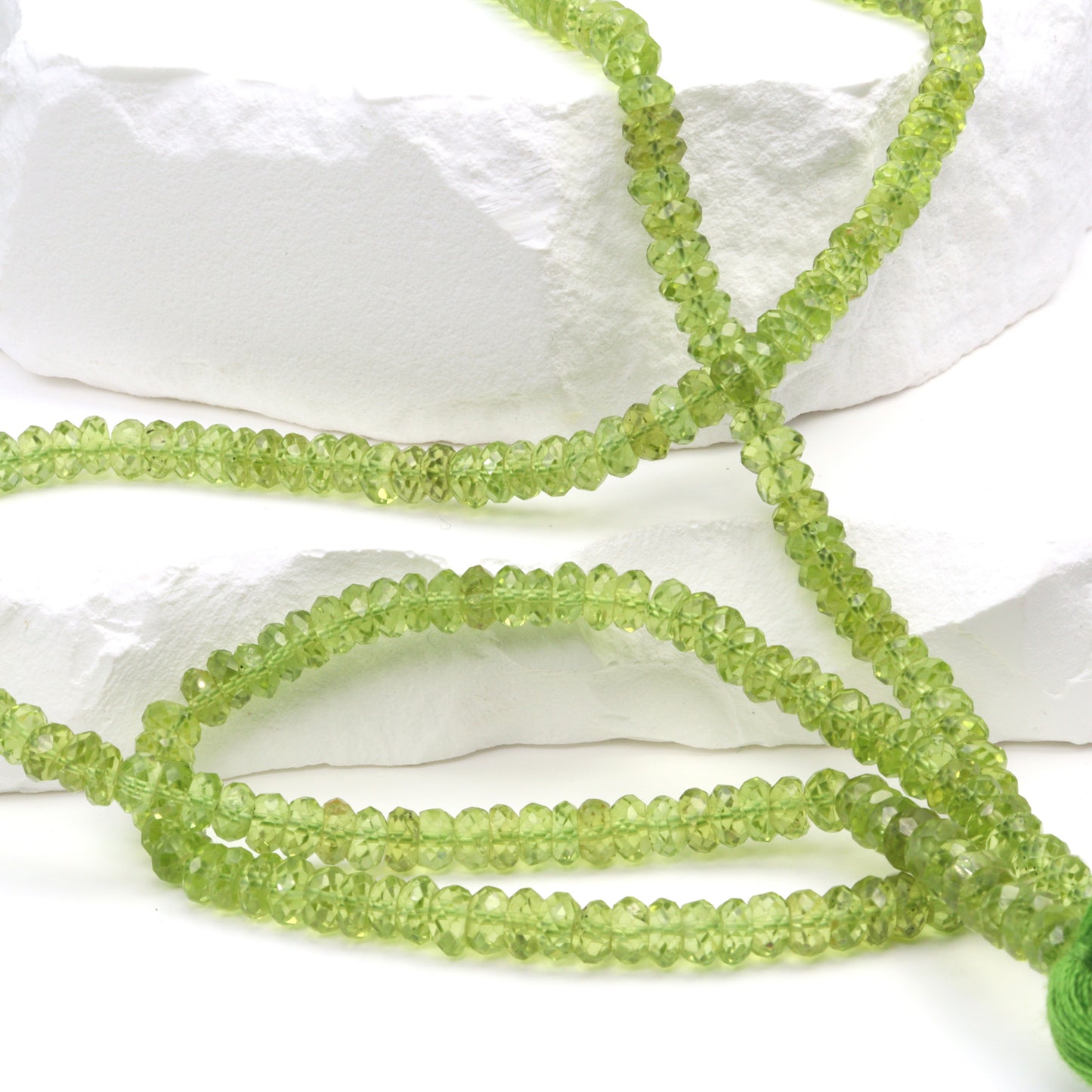 Green Peridot 4.5mm Faceted Rondelles Bead Strand