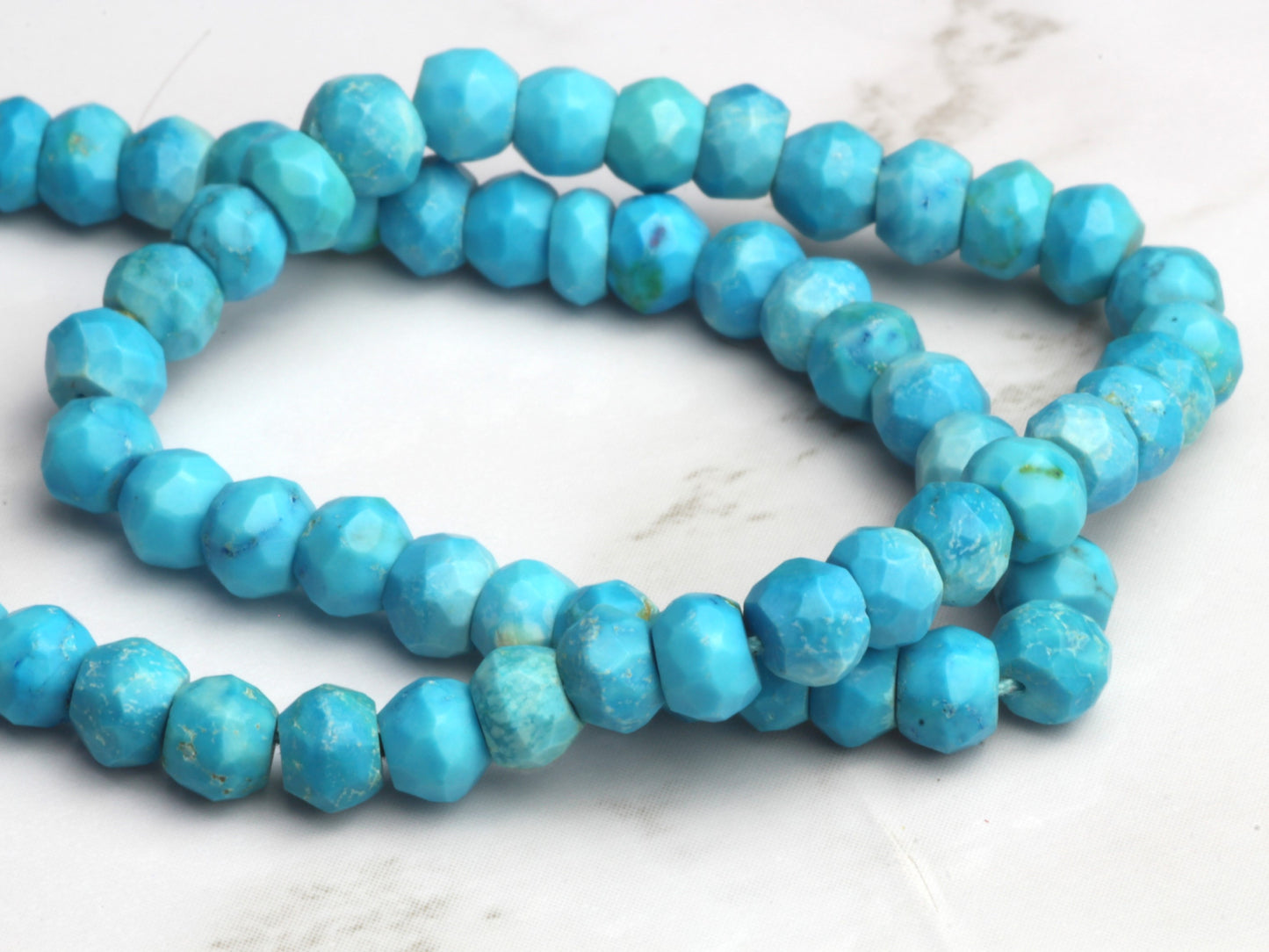 Blue Turquoise (R) 4mm Faceted Rondelles