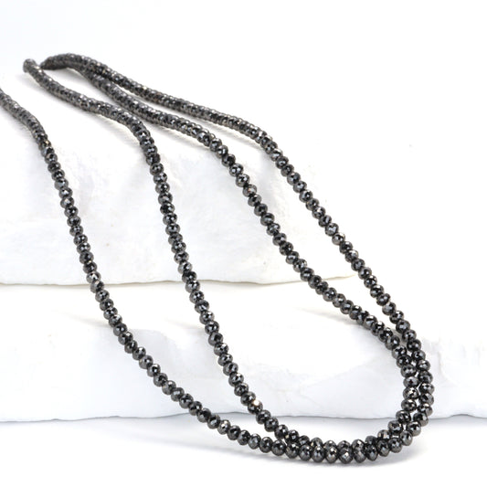 Black Diamond 3mm Hand Faceted Rondelles Bead Strand